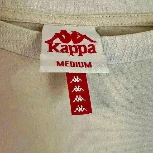 Kappa Logo T-Shirt Tan With Blue Logo Size Medium - Picture 2 of 5